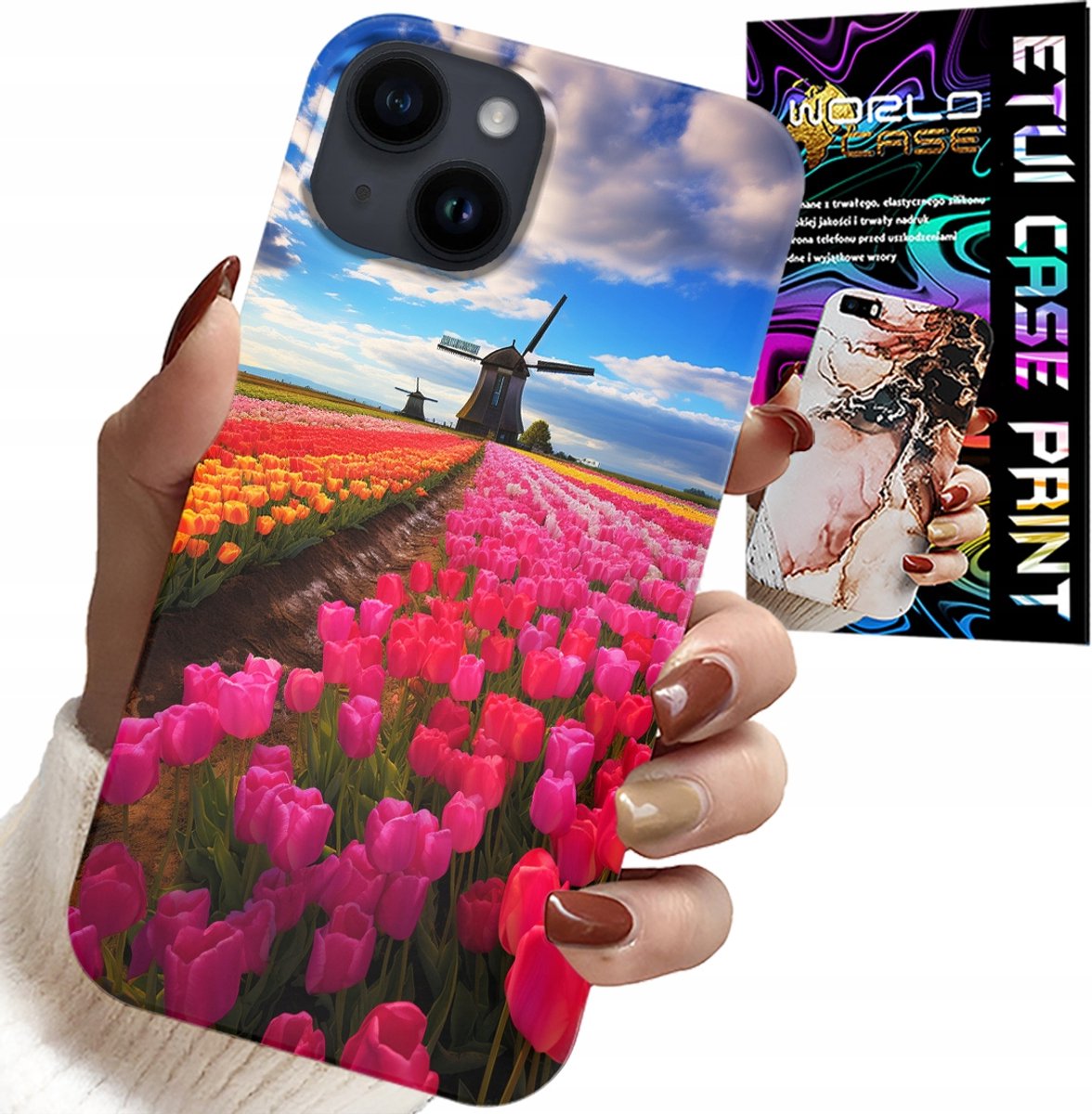 iPhone 14 hoesje - Veld van kleurrijke tulpen, tulp, hoesje