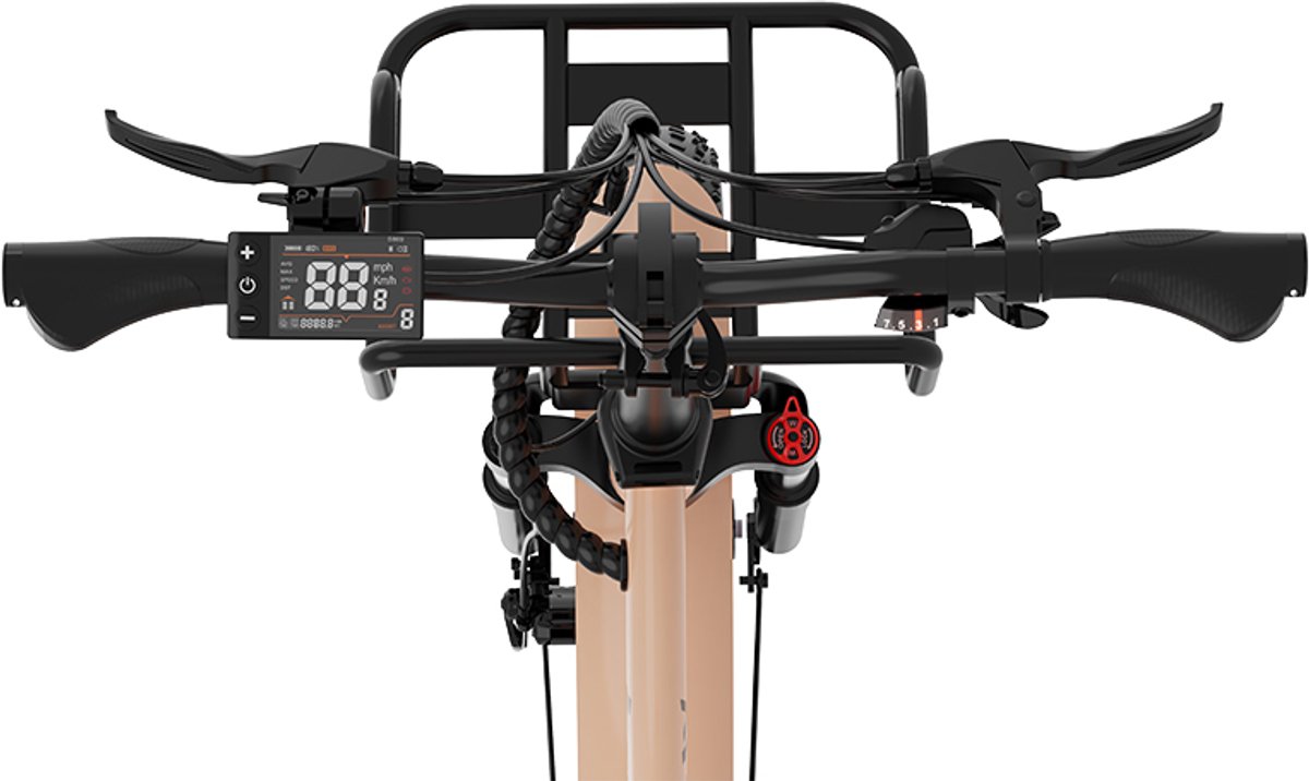KOOLUX | X16 Elektrische Vouwfiets | E-Bike | 20 x 3.0 Inch Dikke Banden | 48V 15.6Ah 750WhLithium Accu | 250 W Motor | Maximaal 25/u | Maximaal bereik 75km | 7-speed versnelling | LCD Scherm | Aluminium Frame | Beige – foto 4