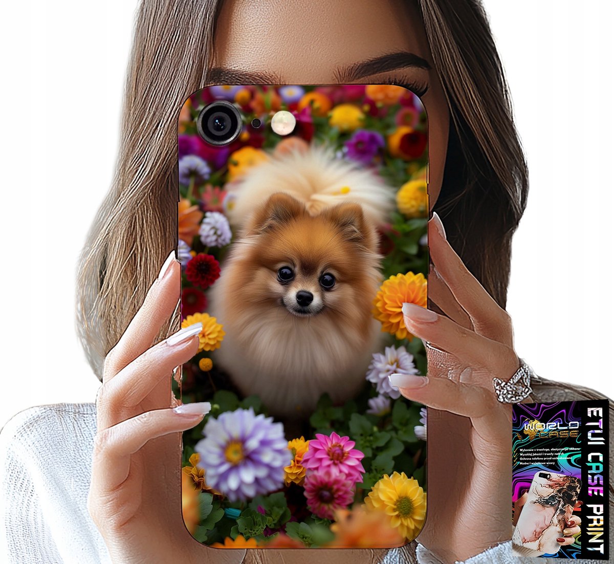 Hoesje voor iPhone (6 Plus) - Schattig hondje, Pomeriaan hoesje + glas