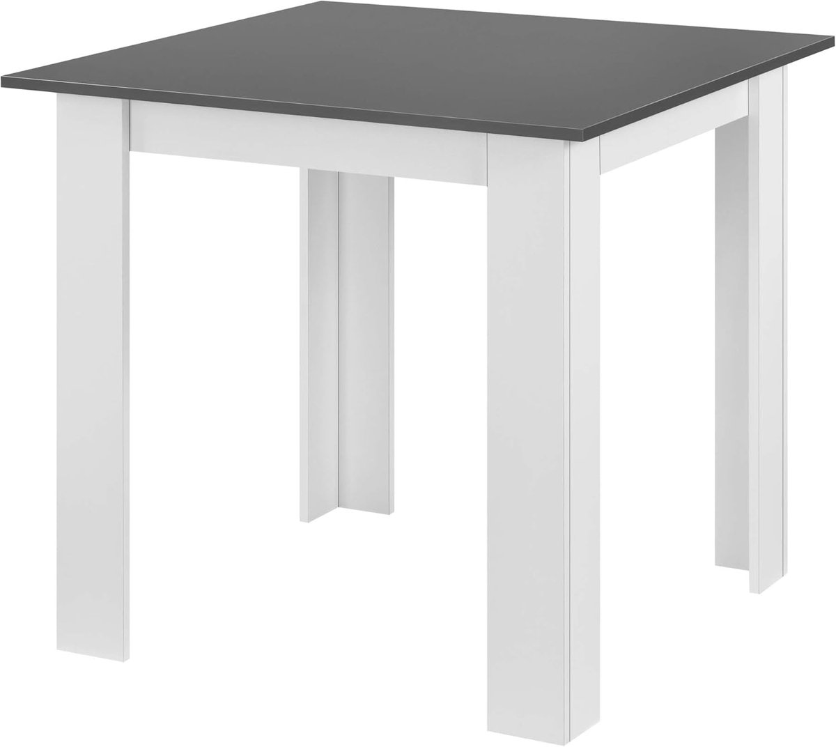 Eettafel vierkant - Eetkamertafel - Gezellig dineren - Stabiel retro design - 80x80x76 cm - Donkergrijs en wit
