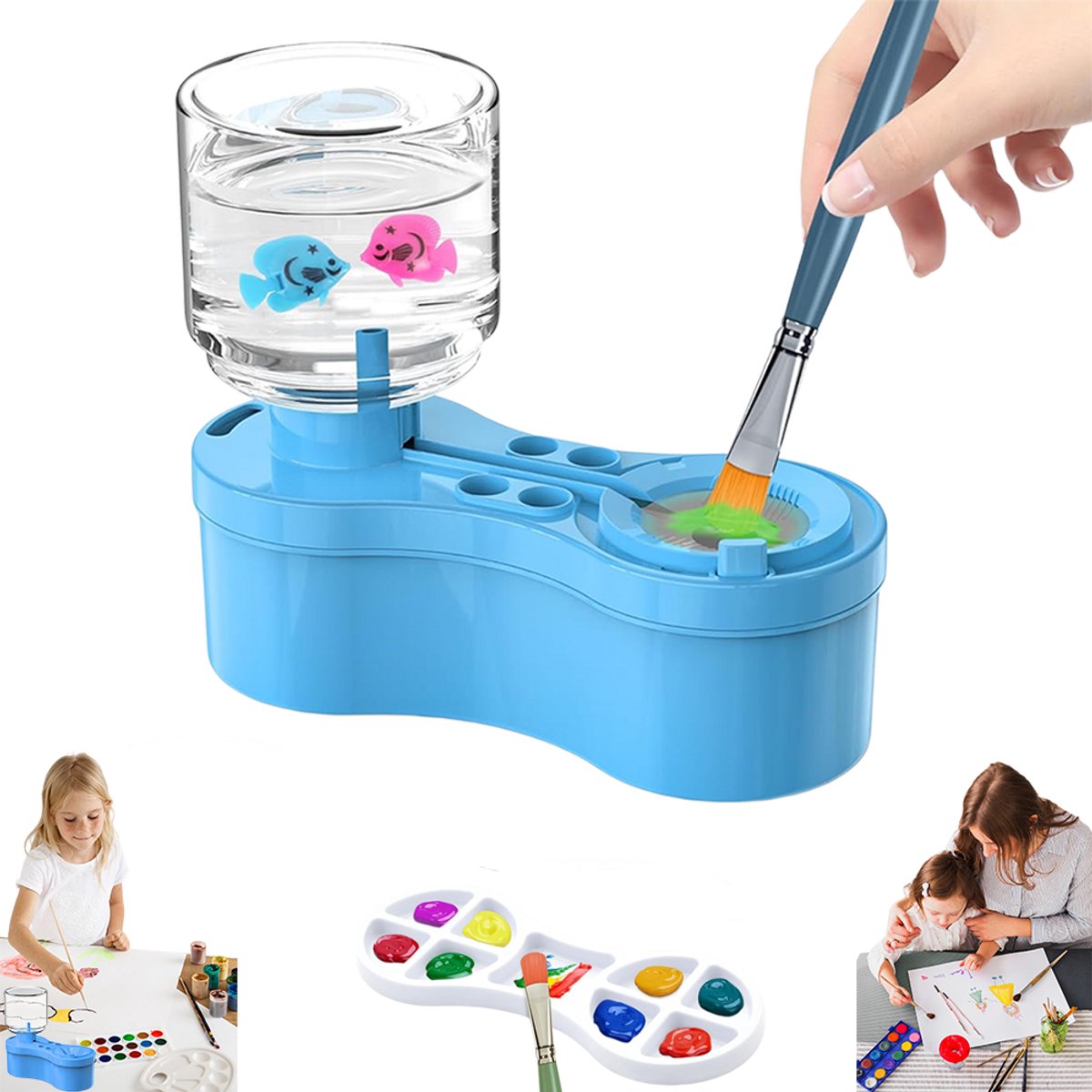 Paint Brush Cleaner Washer - Water Cycle Paint Brush Rinser - Brush Cleaner - Brush Rinser - Artist Supplies - Paint Brush Washer with Water Tank - Reinigingsgereedschap voor olieverfkwasten en knutselbenodigdheden geschikt