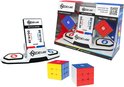 Nexcube competitiepakket met twee speedcubes (geel/blauw en rood/wit) en een witte dubbele timer.