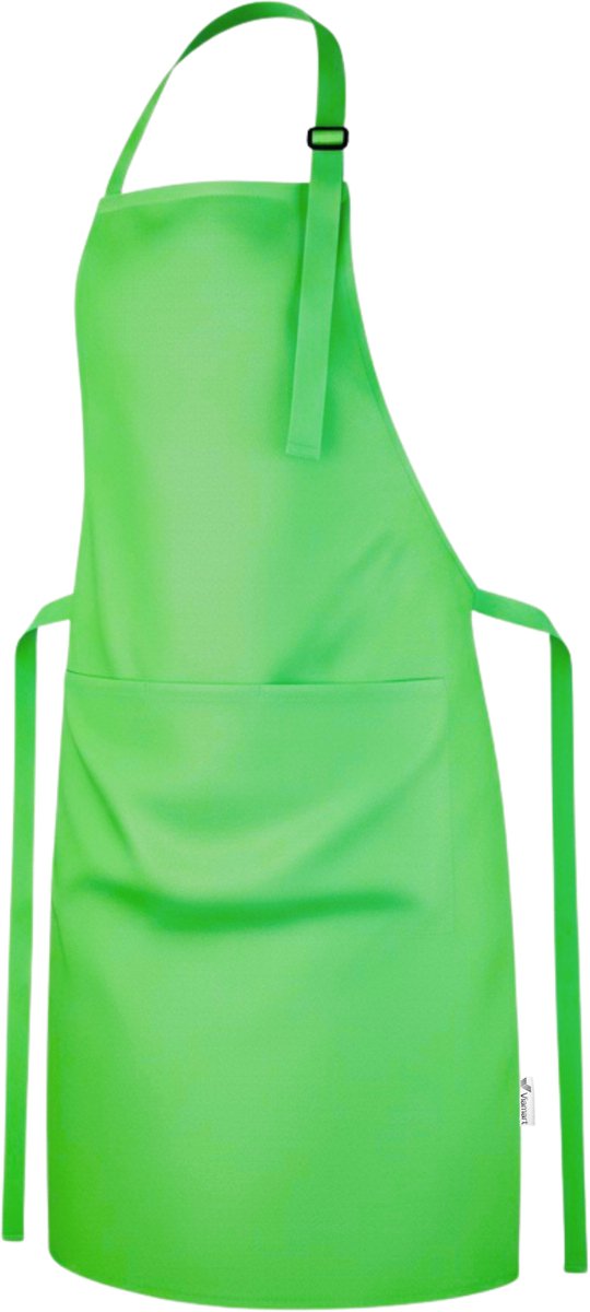 Viamart® Premium Line - Professioneel Keukenschort - Kookschort - BBQ Schort - Schort - Horecakwaliteit - Verstelbare Gesp, Lange Koorden en 3 Praktische Grote Zakken - Unisex: Dames & Heren - Maat: One Size Fits All - Wasbaar op 60° - Appelgroen