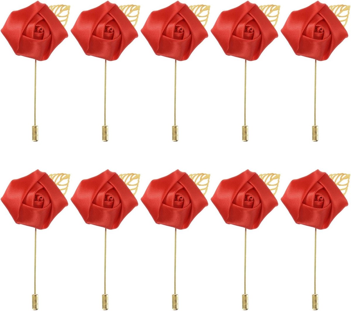 Bruidegom Reversspelden - Bruiloft Corsages - Feestelijke Decoratie - Duurzame Kunstbloemen - 5 x 9 cm - Helder Rood
