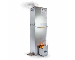 Eurocatch Telescopische Rookoven Vierkant 101 cm - Verzinkt Metalen Rookkast - Smoker voor Buiten met Thermometer en 10 Rookhaken - Rookton voor Vis, Vlees en BBQ Roken