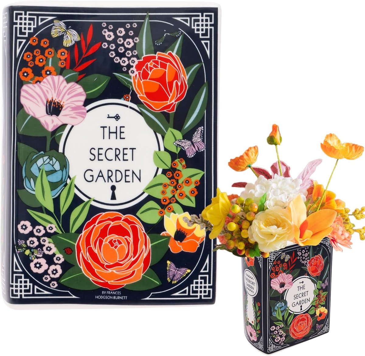 Boekenvaas Decoratie - Boek Vaas - Bloemen Presenteren - Uniek Boek Ontwerp - 14x10x6cm - Zwart