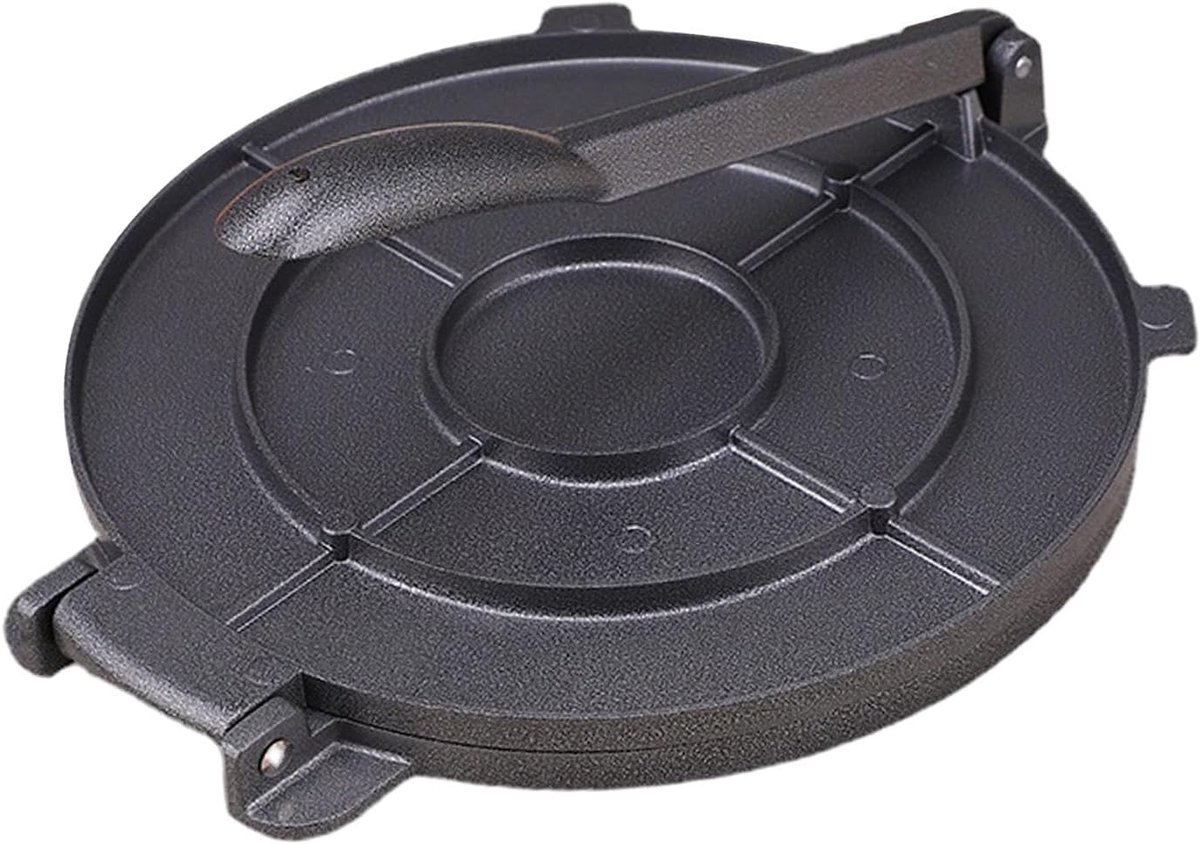 Tortilla Pers - Pannenkoek Maker - Zelf Tortilla's Maken - Duurzaam Aluminium - 25 cm Diameter - Zwart