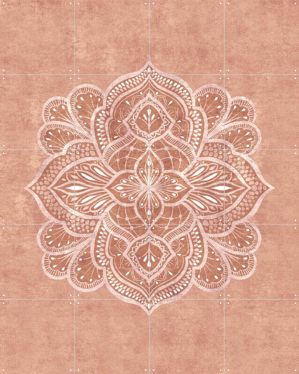 IXXI Marrakech Terracotta Mandala Texture, Bloomery Decor - 80 x 100 cm - Gratis ophangtool - Grote wanddecoratie en posters - Vintage, Geometrische
