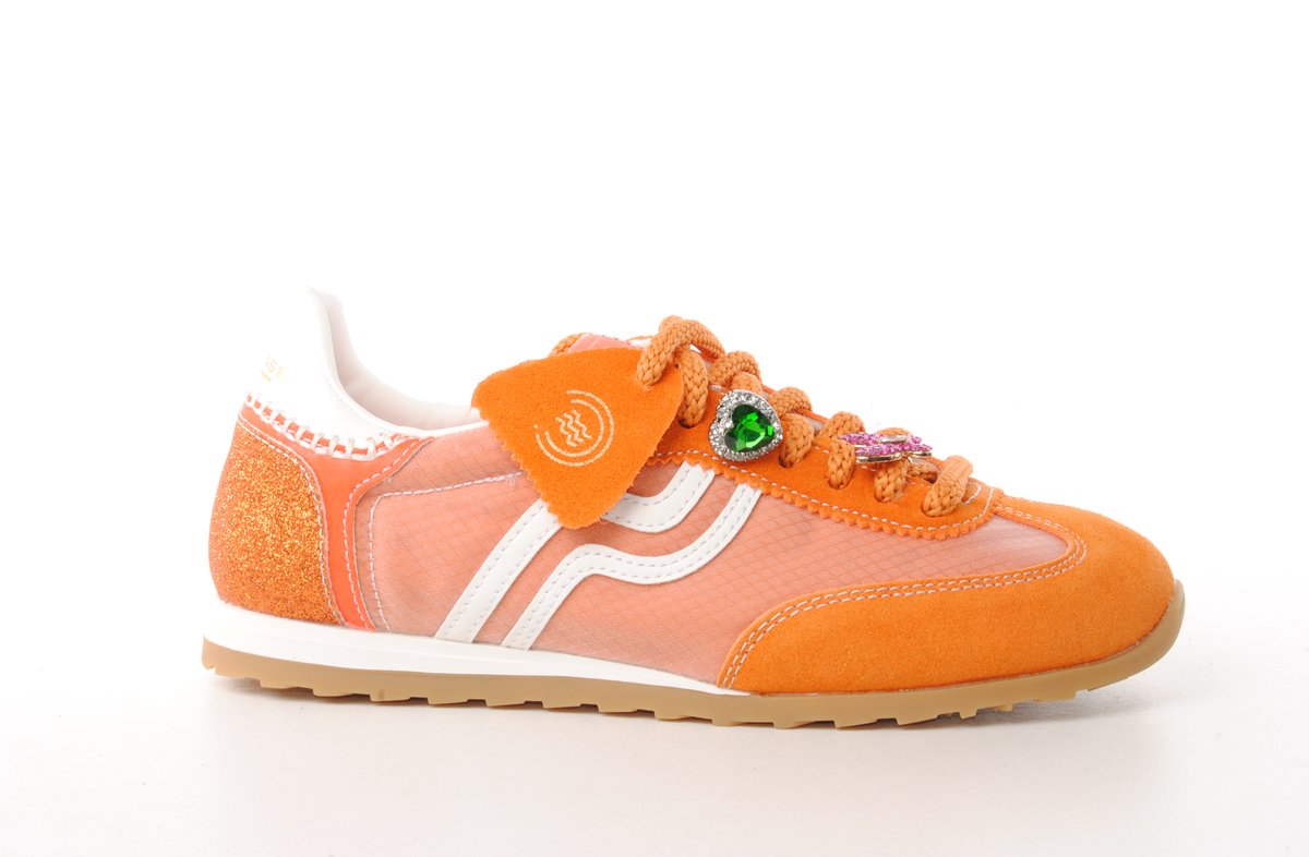Primabase dames sneaker Lipton suède en nylon oranje
