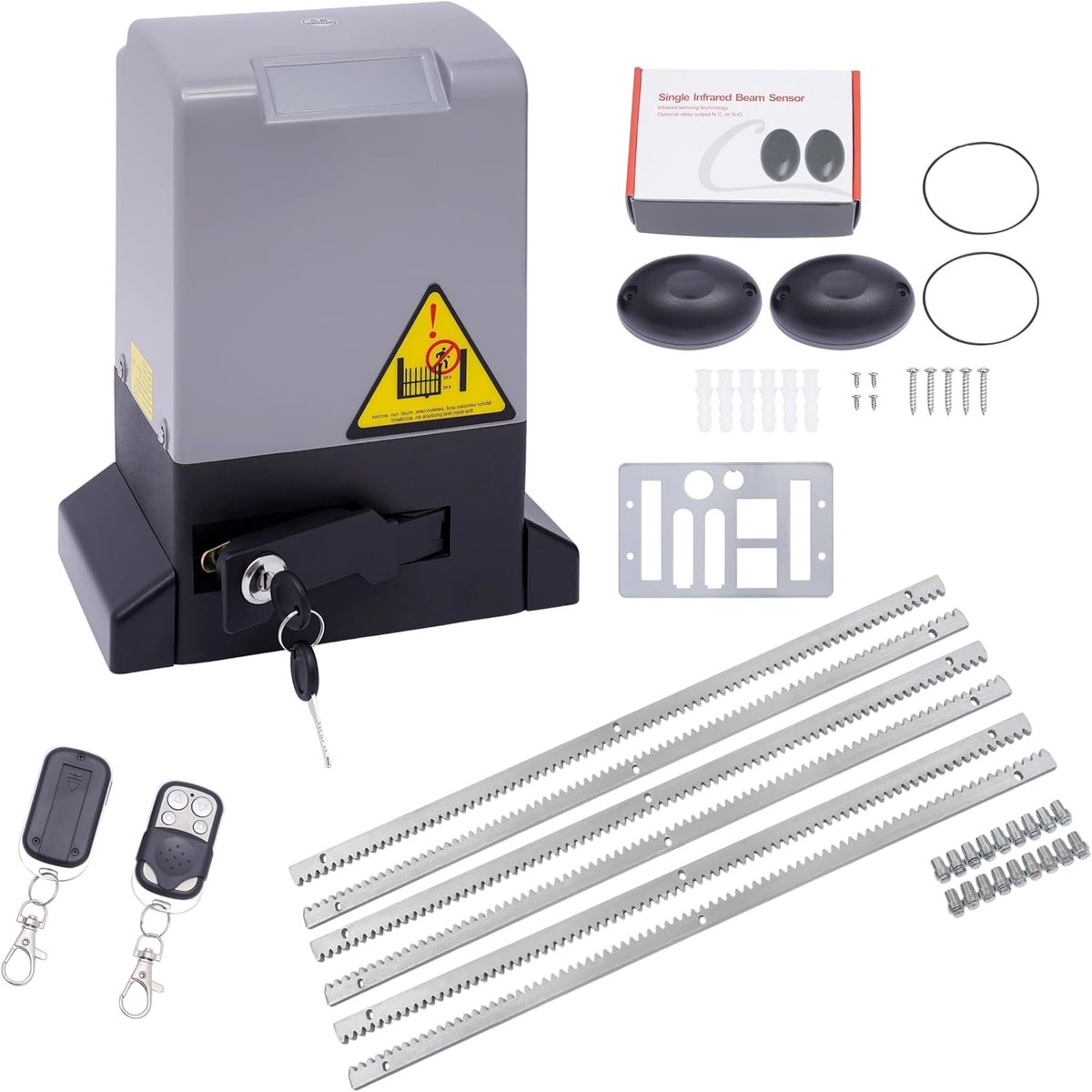 Elektrische Poortopener - Automatische Deuropener - Schuifpoort Automatiseren - Krachtige Motor 1600kg - 27x15x33cm - Zwart grijs