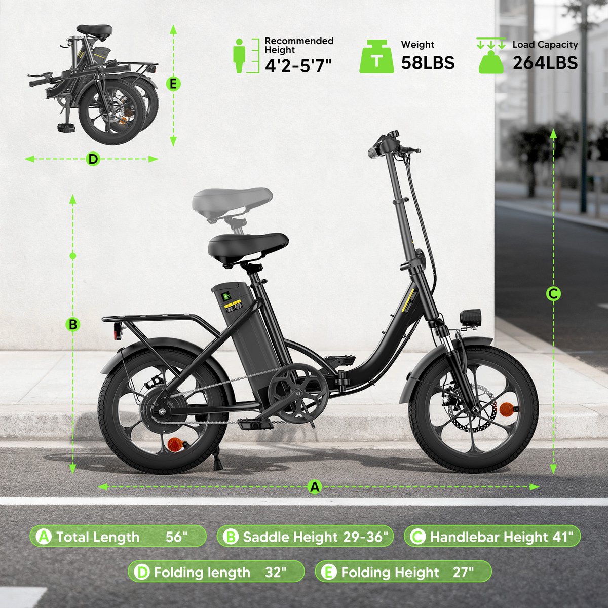 iScooter U4 16-inch Opvouwbare E-bike met 36V Accu