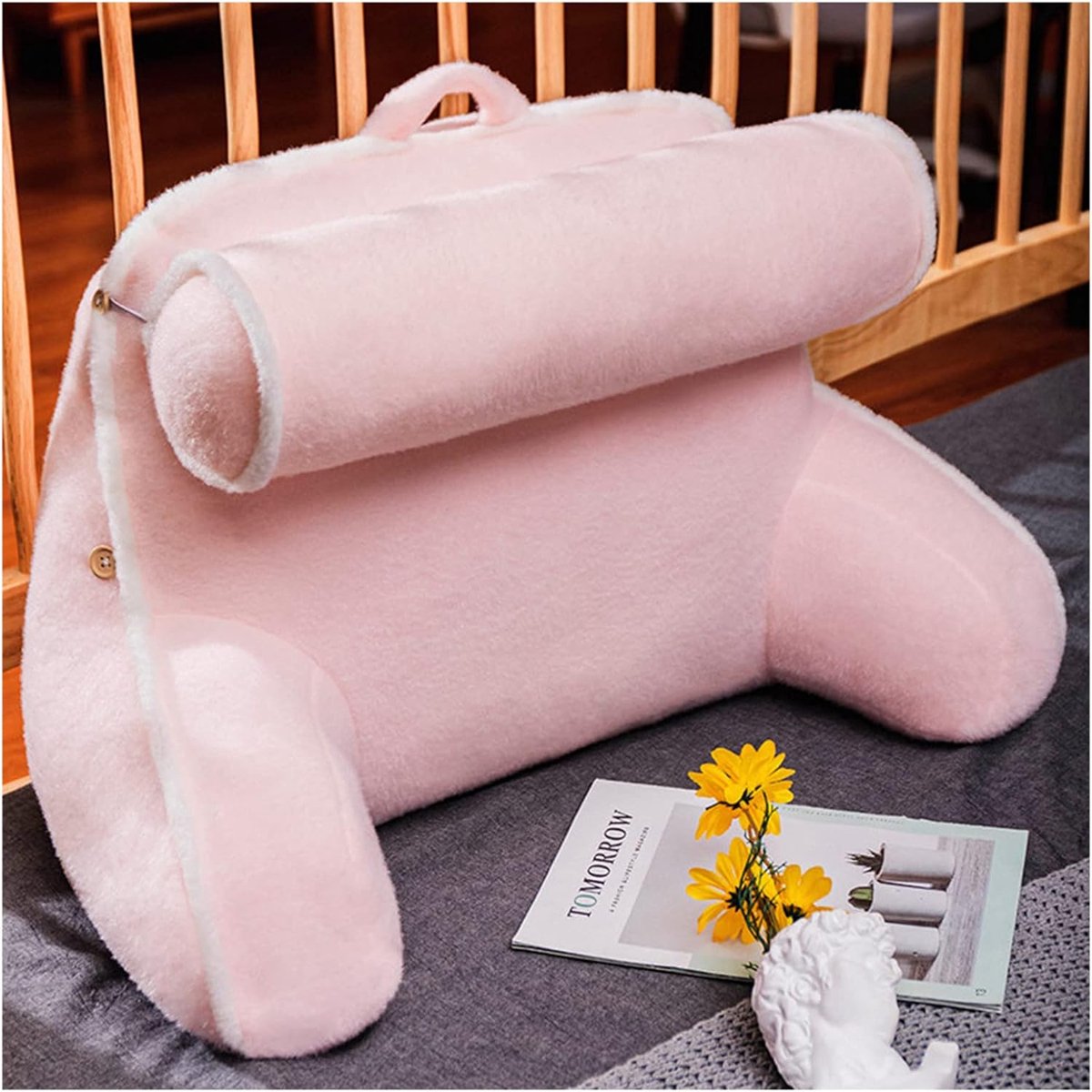 Bedrustkussen - Liggen en Lezen - Ontspannen - Afneembare Rugsteun - 55cm - Roze