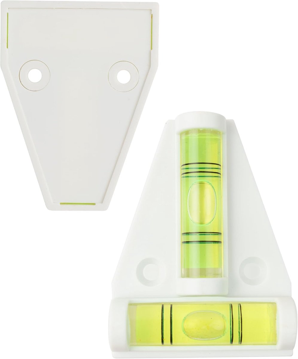Magnetische kruiswaterpas voor caravan en camper - 2 libellen, acrylglas, wit