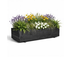 IvoQ Luxe Houten Plantenbak Buiten - Zwart FSC Hout - Weerbestendige Bloembak - 120x40x32 cm