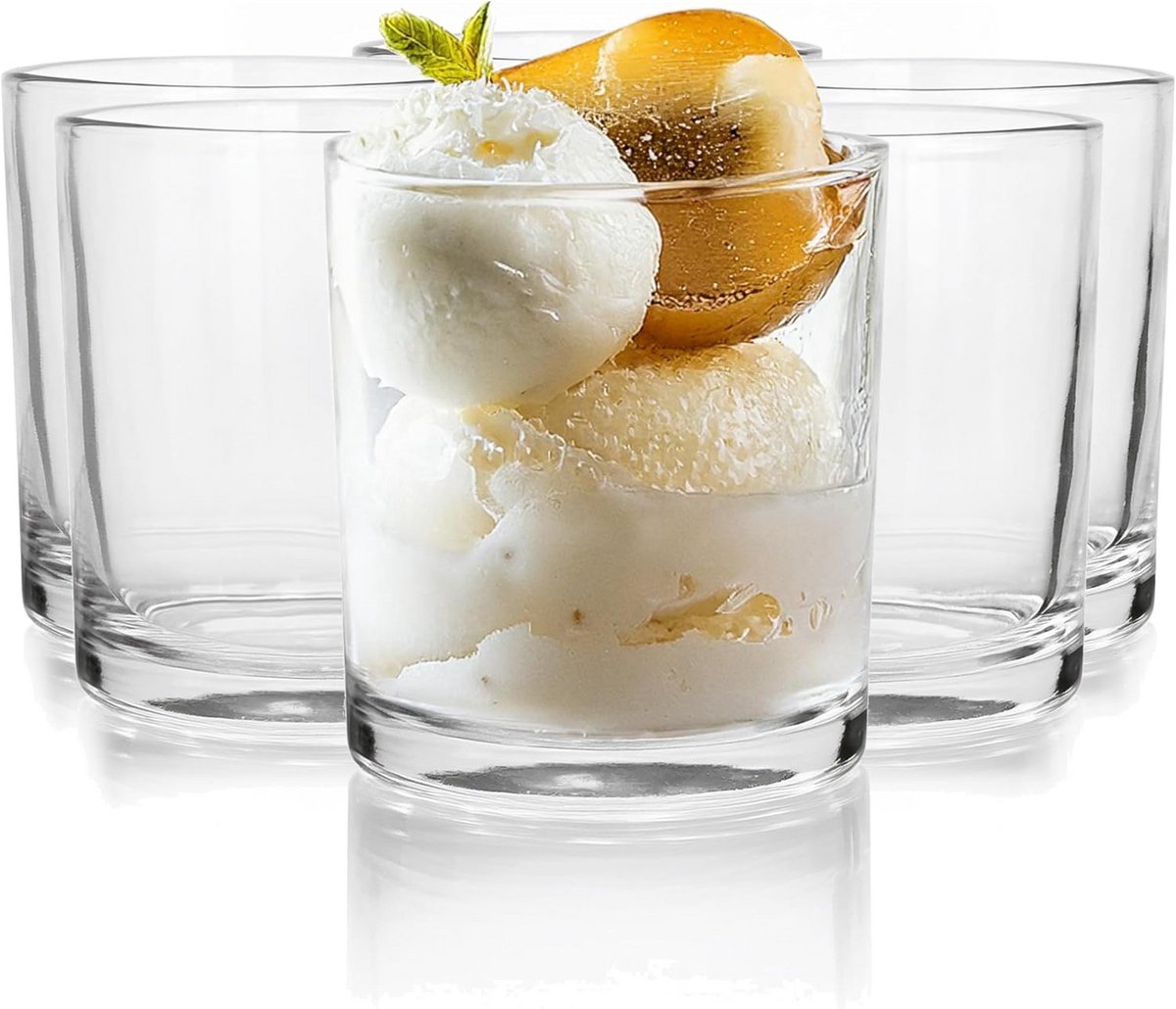 Set van 6 Luxe IJsglazen of Dessertglazen Transparant Glas 160ml