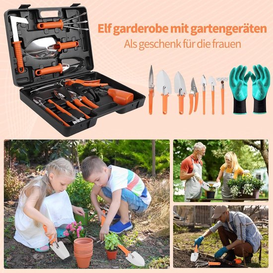 11-delige tuingereedschapsset met draagtas en handschoenen — afbeelding 3