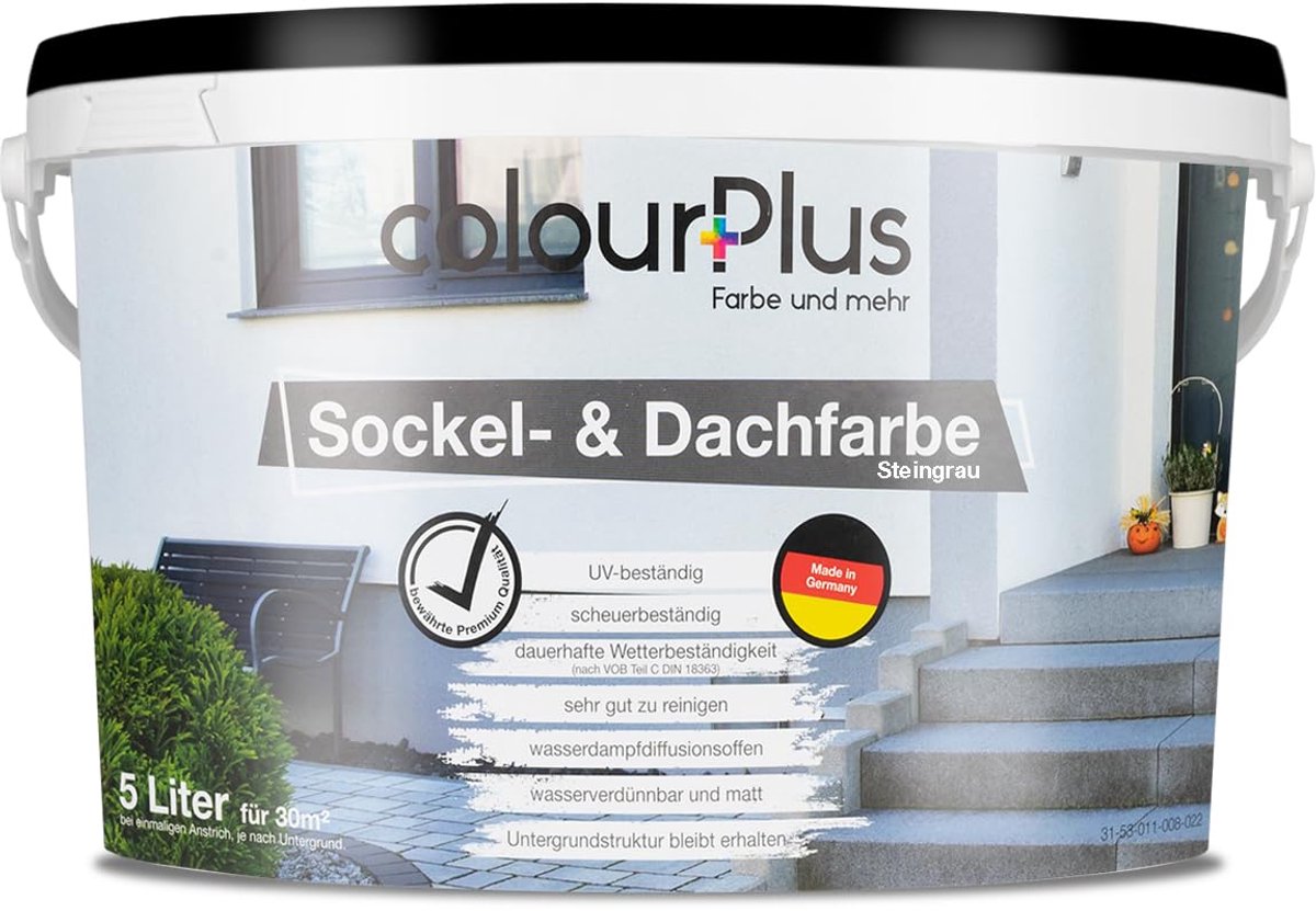 ColourPlus sokkel en dakverf – buitenverf – steengrijs mat – 5 l