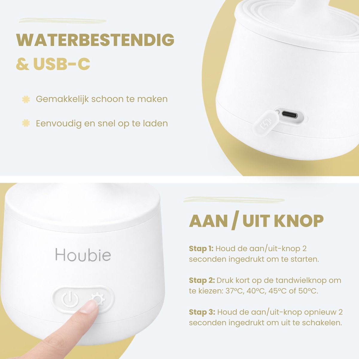 HOUBIE Baby PRO draagbare flessenwarmer 9000 mAh thumbnail 2