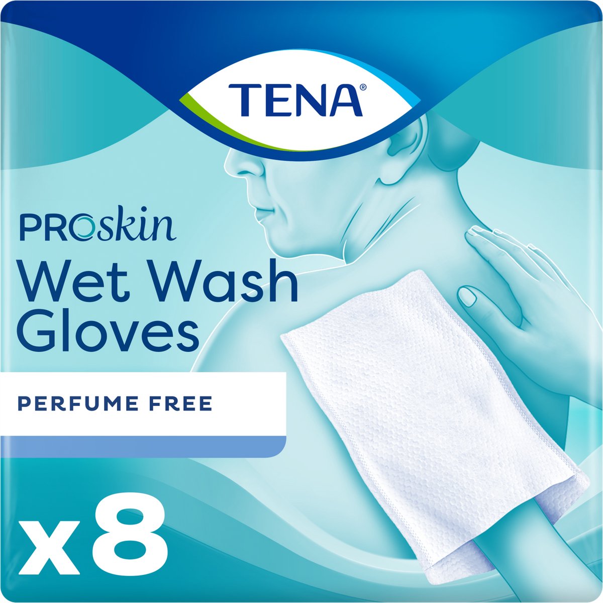 Tena Wet Wash Glove No Perfume 8 (8 stuks)