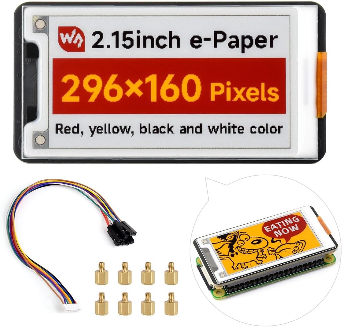 2.15 inch E-Paper HAT voor Raspberry Pi met Rood, Geel en Zwart E-ink Scherm