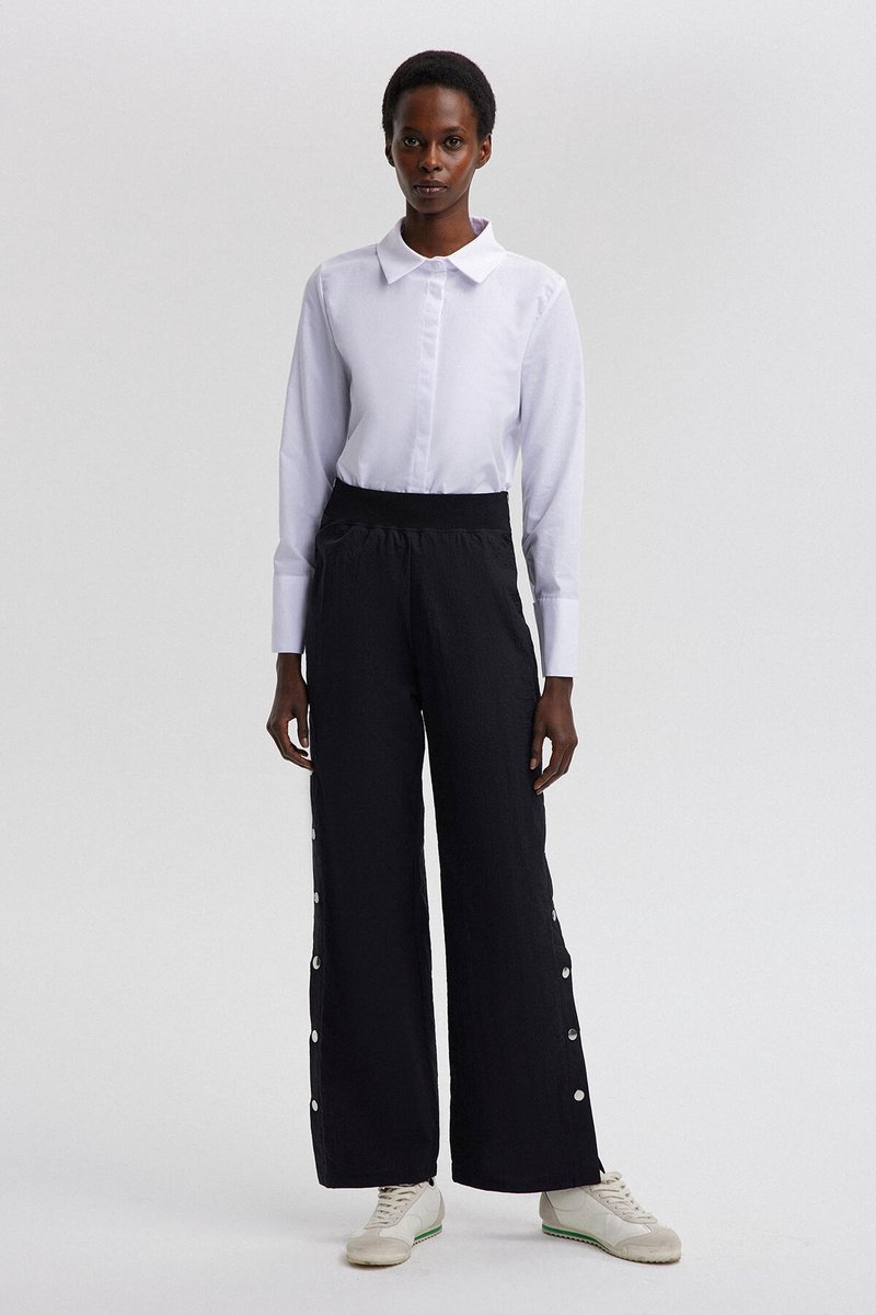Touché Privé - Broek met elastische taille ve drukknopen - Zwart - Dames