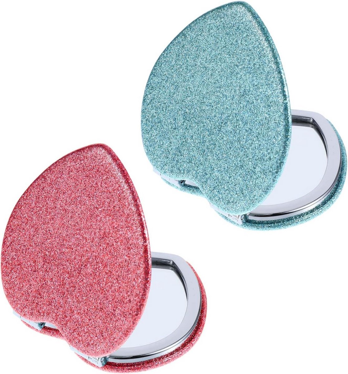 Hartvormige Compacte Make-up Spiegel voor Handtas, Dubbelzijdig Vergroot