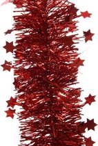 3x Kerstslingers sterren kerst rood 10 x 270 cm - Guirlande folie lametta - Kerst rode kerstboom versieringen