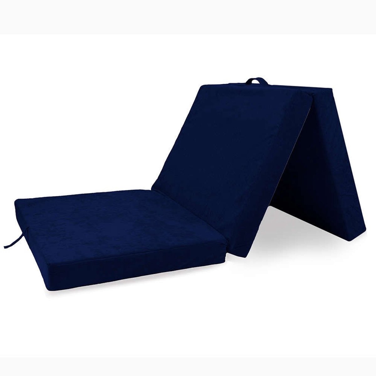 Blomster - Opvouwbaar Matras - 3-delig Vouwmatras - Logeermatras - Logeerbed - Wasbare Hoes - 190x80x9 cm - Donkerblauw