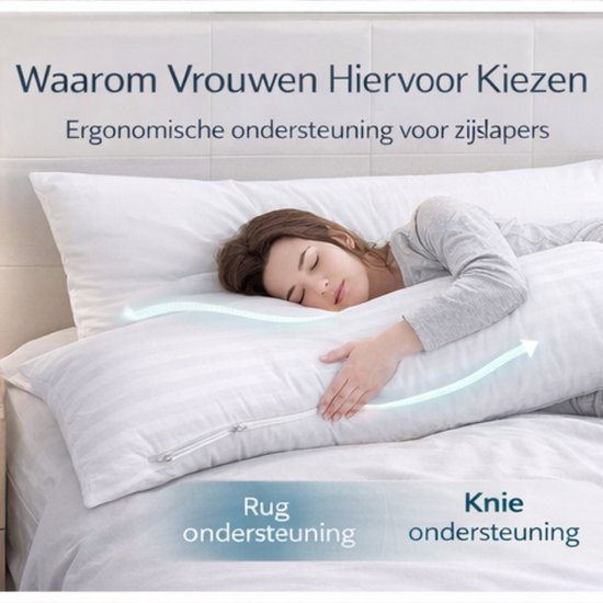 Osteomedix® XL Zwangerschapskussen - Extra Katoenen Hoes - 140 x 40 cm - Zijslaapkussen - Voedingskussen - Lichaamskussen - Body pillow van Merkloos — afbeelding 2