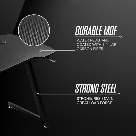 Ergonomisch Gaming Bureau met Koptelefoonhouder en Bekerhouder - 100x60 cm — afbeelding 5