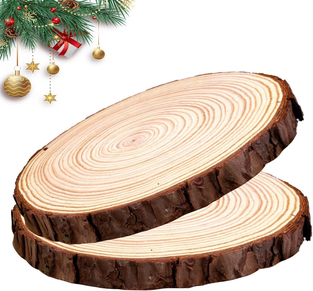 Set van 2 Houten Schijven Rond - 28-30 cm Doorsnede - Voor Knutselen en Decoratie