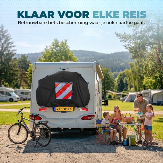 Fietshoes voor 1 of 2 fietsen Camper / Caravan Fietshoes - Fietsendrager Hoes - Met insteekvak voor gevarenbord van FIETSHOES — afbeelding 4