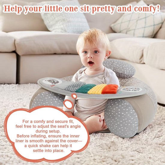 Opblaasbare Babystoel met Activiteitendienblad voor Baby's 3-36 Maanden - Vloerzitje met Piano en Sensorische Speelplank - Draagbaar en Comfortabel Zitje voor Jonge Kinderen van Merkloos — afbeelding 3
