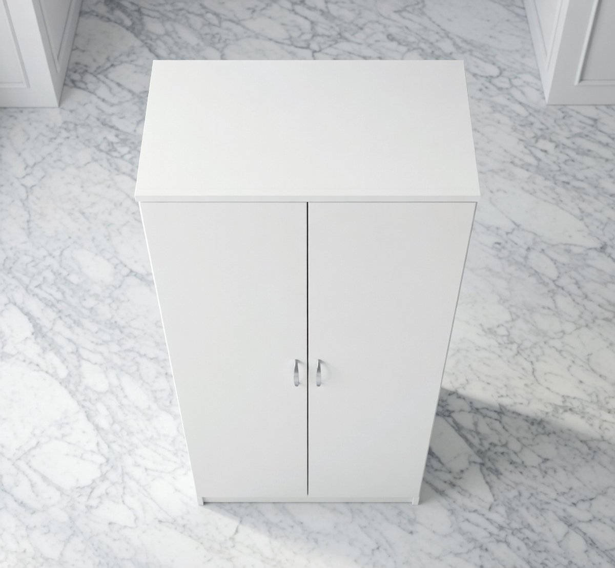 Nordic Elegance Kledingkast 2-Deurs – 85 cm Breed – Moderne Garderobekast met Kledingstang en Legplank – Mat Wit – 193 cm Hoog – Compacte Opbergkast voor Slaapkamer, Hal en Woonkamer house&garden