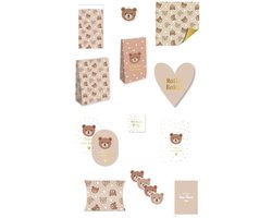 Inpakset XXL baby - geboorte - little Bear - cadeaupapier - kraammand - cadeauzakjes - leuk verpakken - inpakken - geboren - zusje - broertje -