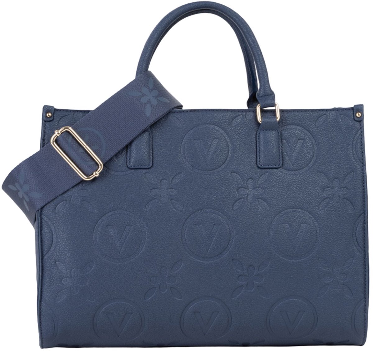 Valentino Handtas Schoudertas Samba Re Shopping Bag Blu Donkerblauw