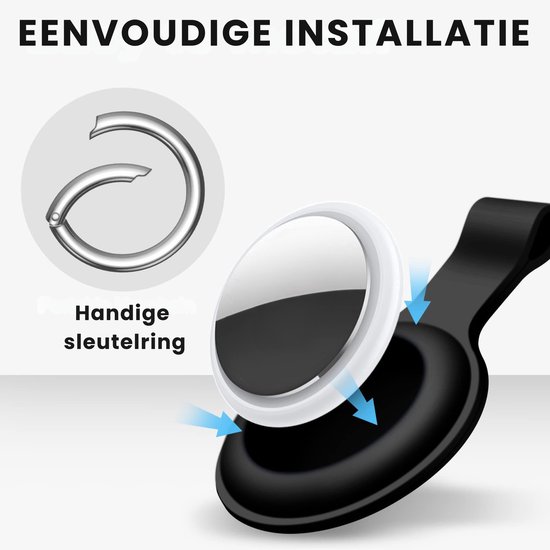 JUALL Sleutelhanger Geschikt voor Apple AirTag (2) - Beschermende Siliconen Houder & Hoesje - Zwart