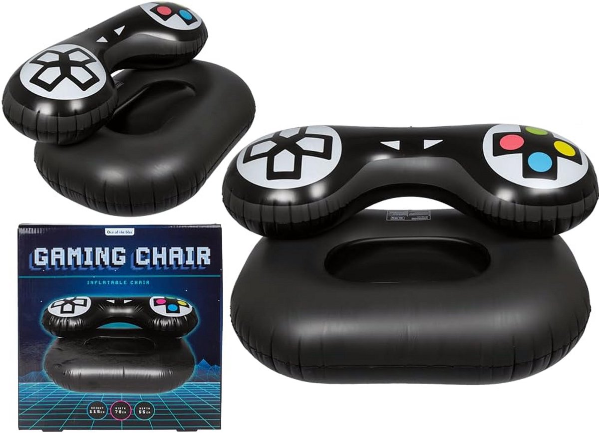 Opblaasbare Fauteuil - Zetel Game Zwart - Ontspannen Gaming - Uniek Controller Design - 32 x 30 x 5cm - Zwart