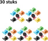 30 stuks - Koelkastmagneten - Met clips - Magnetische clips - Rond - Geschikt voor foto's - Memoclips - Klein 30 mm - Diverse kleuren