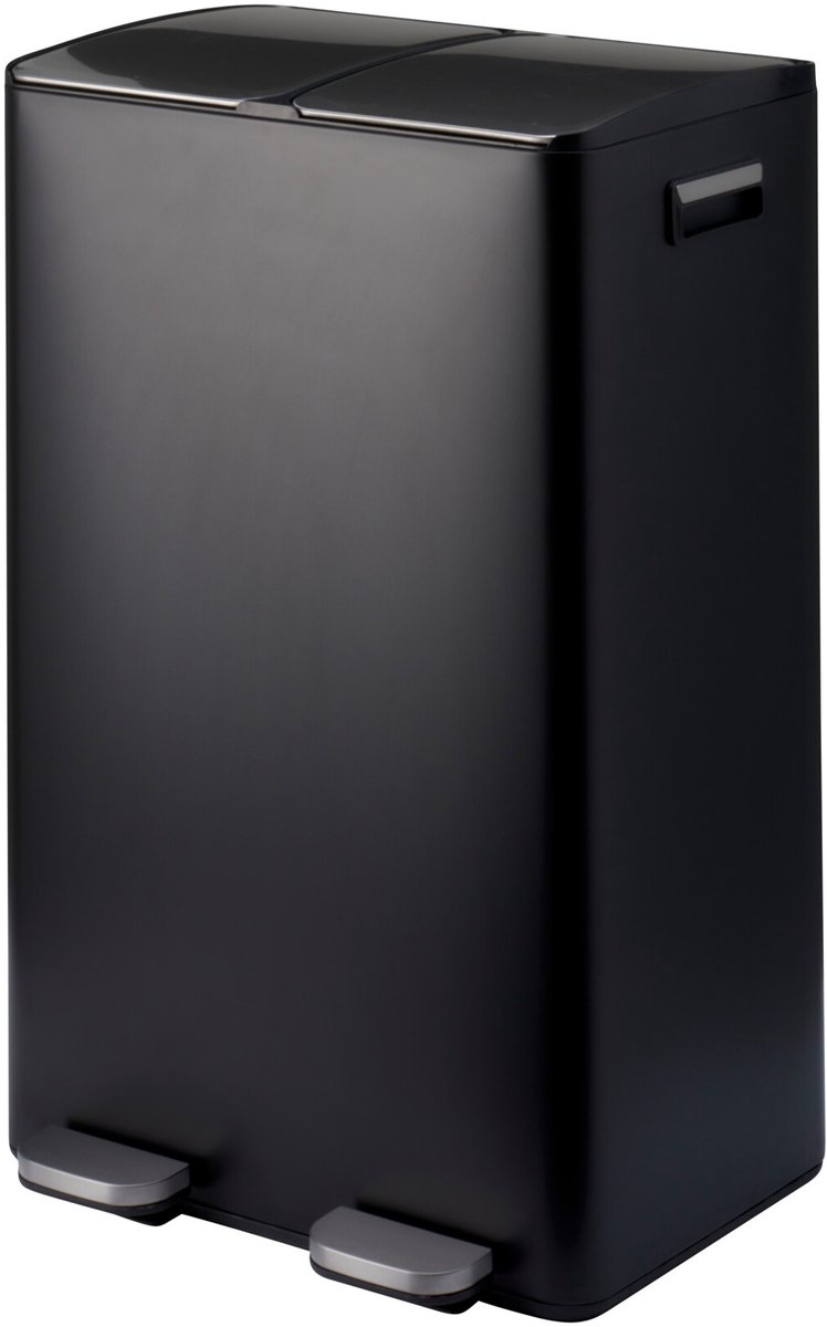 Home Styling Pedaalemmer Prullenbak 2 vakken - 60 liter - Zwart
