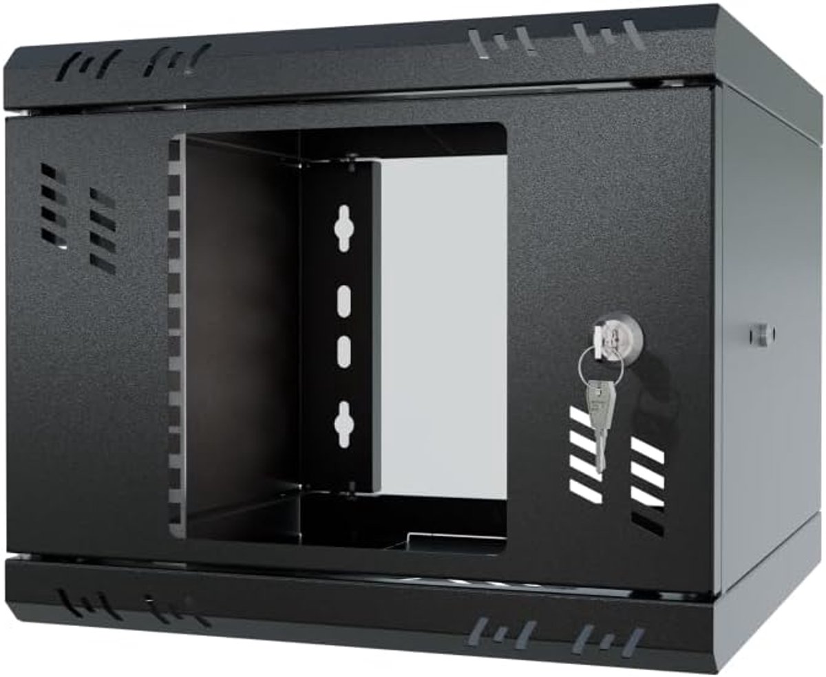 Rackkast 10 inch - Serverkast Netwerkkast - IT Opslag - Glazen Deur - 4U 300mm - Zwart
