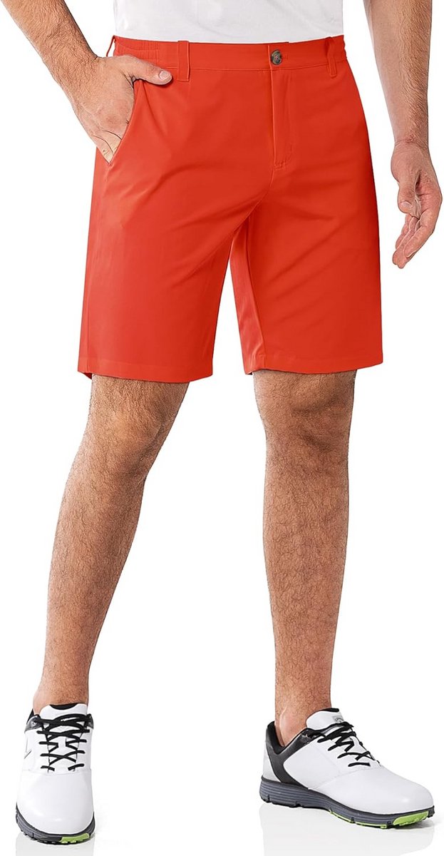 Heren Golfshorts Lichtgewicht Stretch Bermuda Shorts UPF 50+ met Zakken en 3 Theehouders