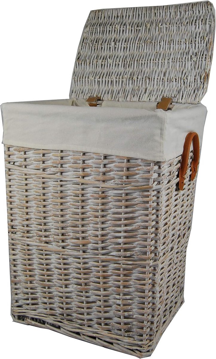 Wasmand Wit Katoenen Hoes 48 x 36 x 62 cm