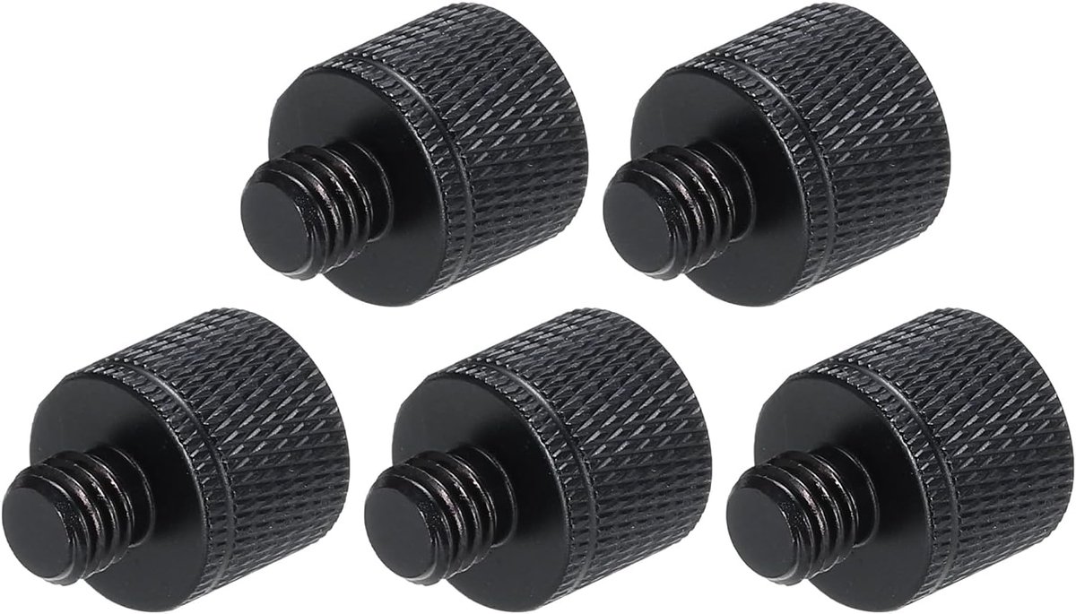 5-delige microfoonstandaard adapter set 1/4 inch naar M8 - aluminiumlegering zwart