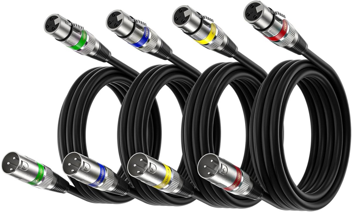 XLR Kabel 3 Meter - 4-Pack - Audio Kabel voor Mictoevoer en Luidsprekers