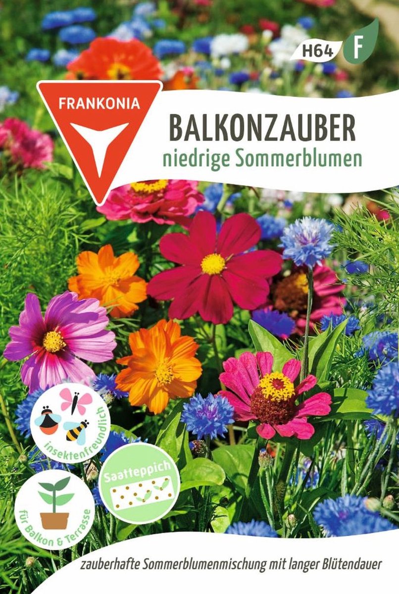 Balkonmagie, zaadlint voor laagbloeiende zomerbloemen, bloemenmix, bloemzaden, zaden