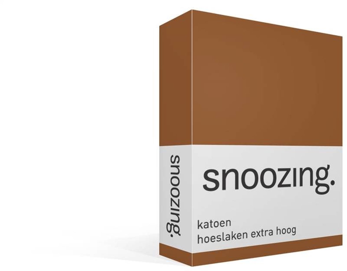 Snoozing katoen hoeslaken extra hoog - 200x200 cm - Extra breed - Terra