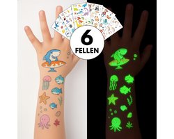 Boncy® Nep Tattoos Kinderen - Tijdelijke Plak Tattoo 6 vellen - 115 Tatoeages Jongens & Meisjes - Glow in the Dark - Kinder Plaktattoo Temporary…