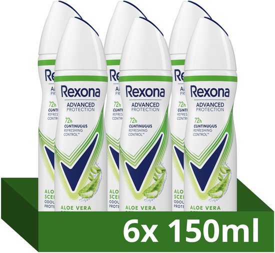 Rexona Women Advanced Protection Anti-Transpirant Spray - Aloë Vera - met Continuous Refreshing Control Technologie - 6 x 150 ml