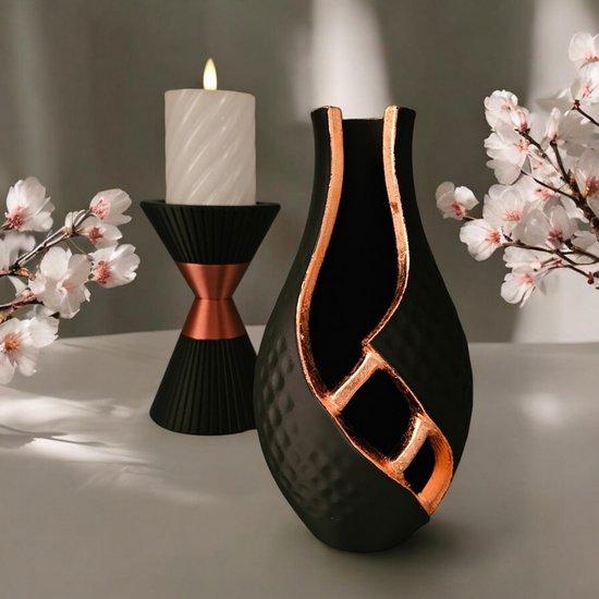 Luxury Layerzz - droogbloemenvaas golden rift - 3d geprint - handgemaakt - bladmetaal - duurzaam - cadeau